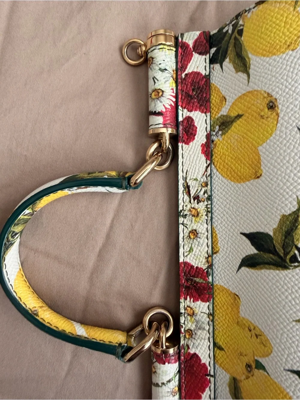 Dolce & Gabbana Lemon and Floral Sicily Top-Handle Bag - Yellow/Red/Green